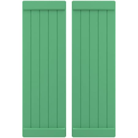 Ekena Millwork Americraft 5-Board Exterior Wood Joined Board-n-Batten Shutters w/ End Batten, ARW103BB518X61LPH, PR ARW103BB518X61LPH